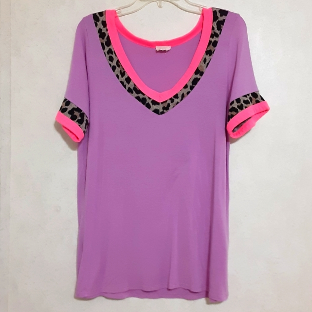 SZ M BIBI V-NECK SUMMER TOP BRIGHT COLORS